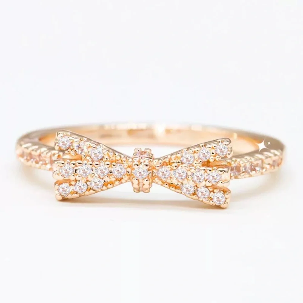 New Women’s Rose Gold Plated Diamond Ring - Picture 2 of 2